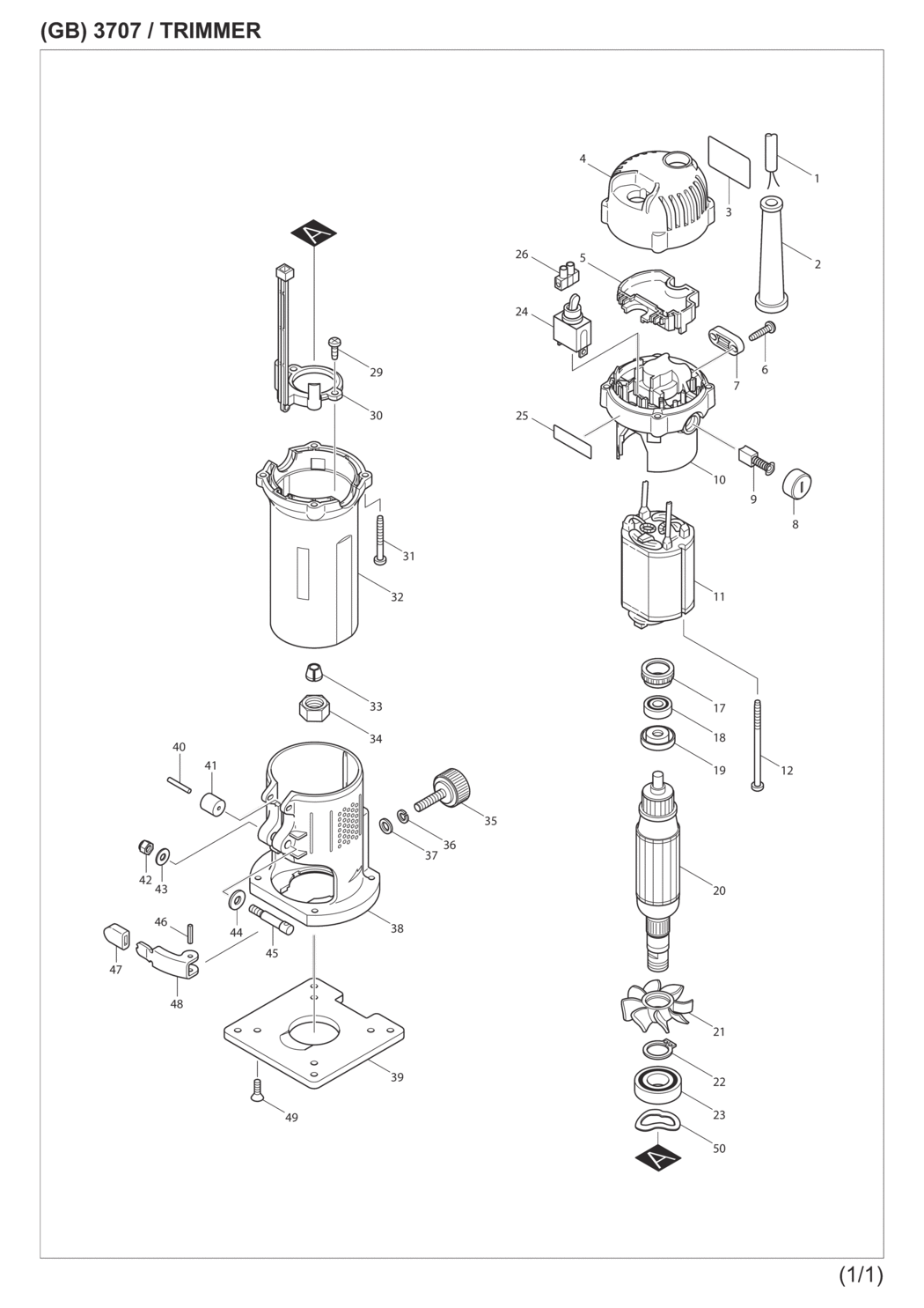 Makita 3707 Trimmer Spare Parts