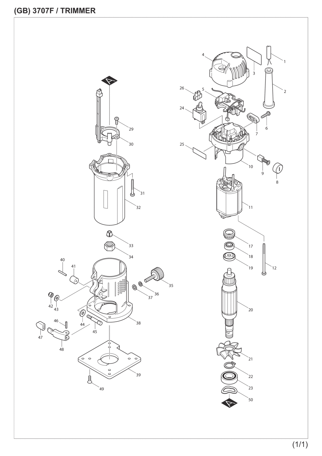 Makita 3707F Trimmer Spare Parts