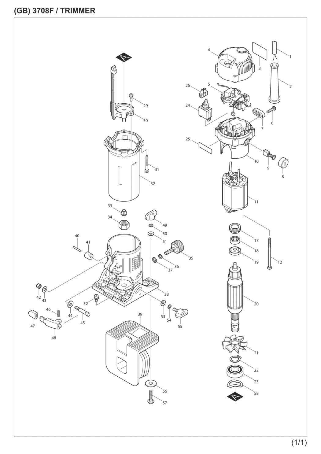Makita 3708F Trimmer Spare Parts
