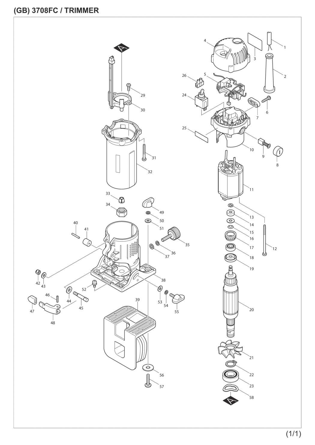 Makita 3708FC Trimmer Spare Parts
