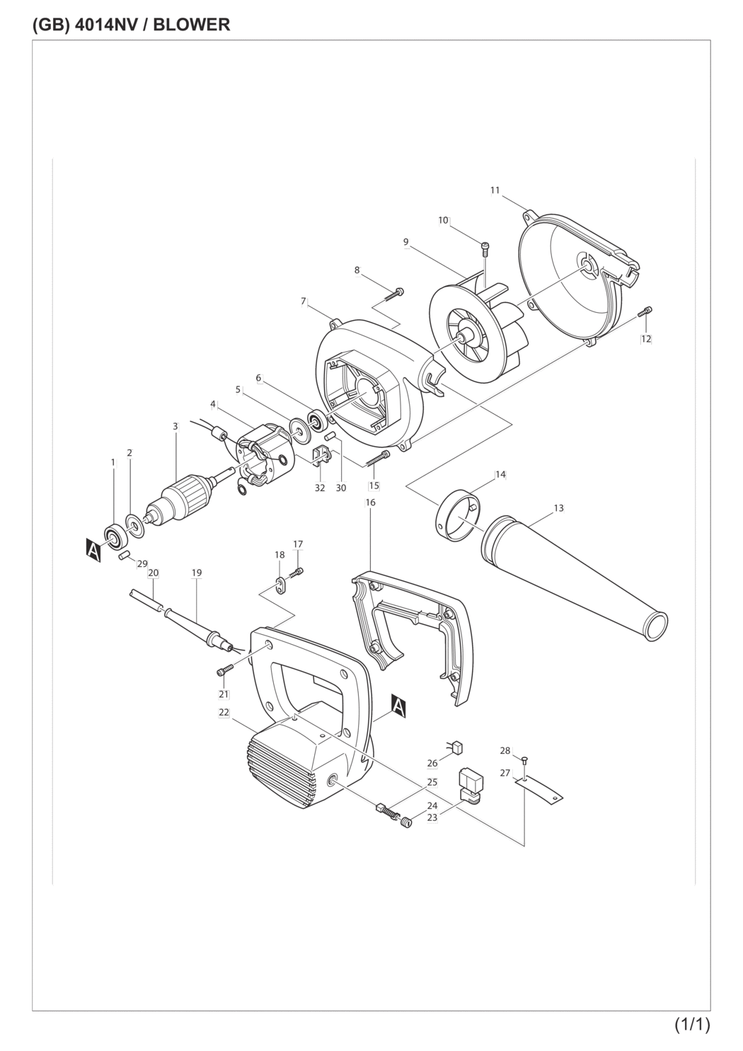 Makita 4014NV Blower Spare Parts