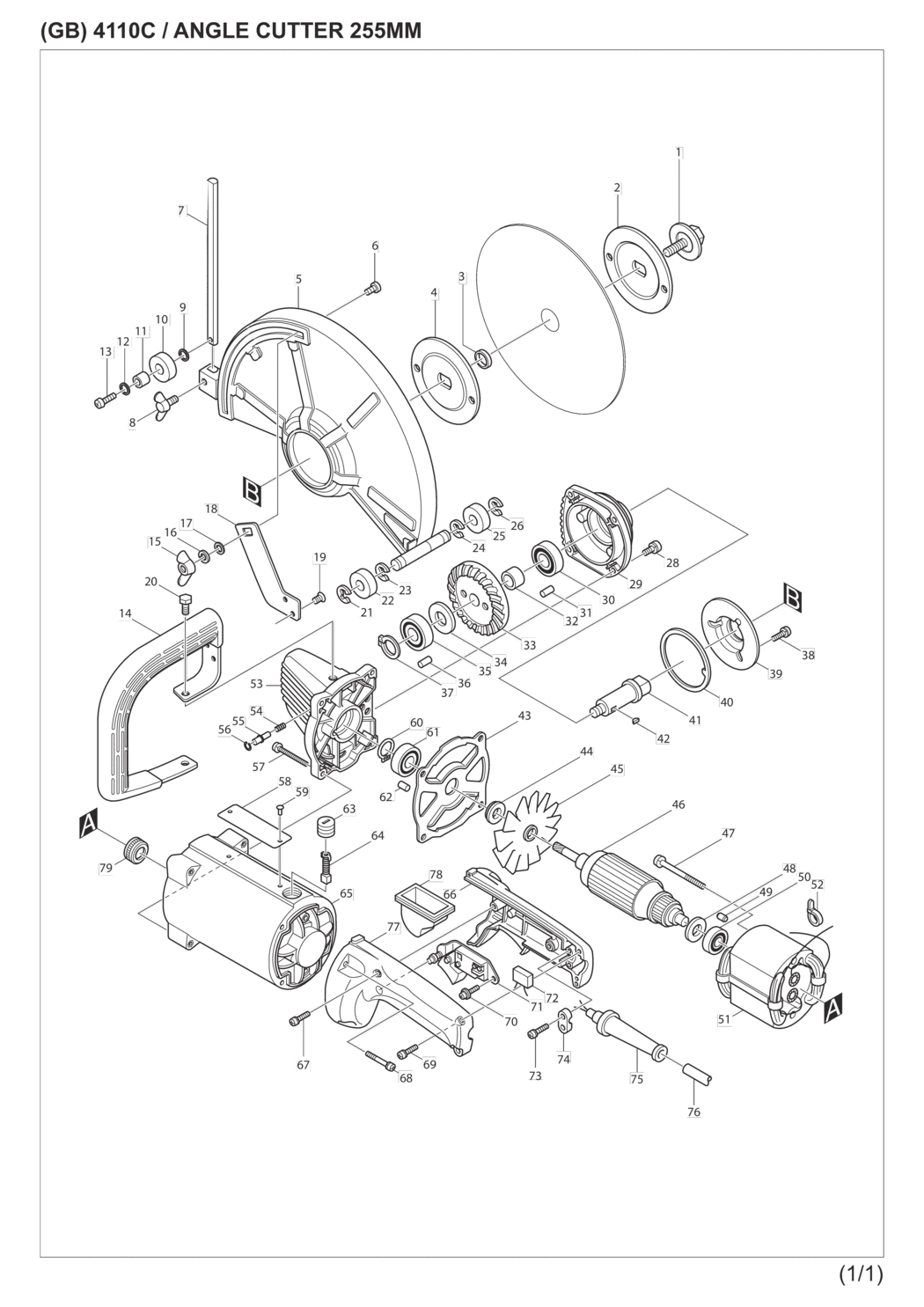 Makita 4110C Angle Cutter Spare Parts