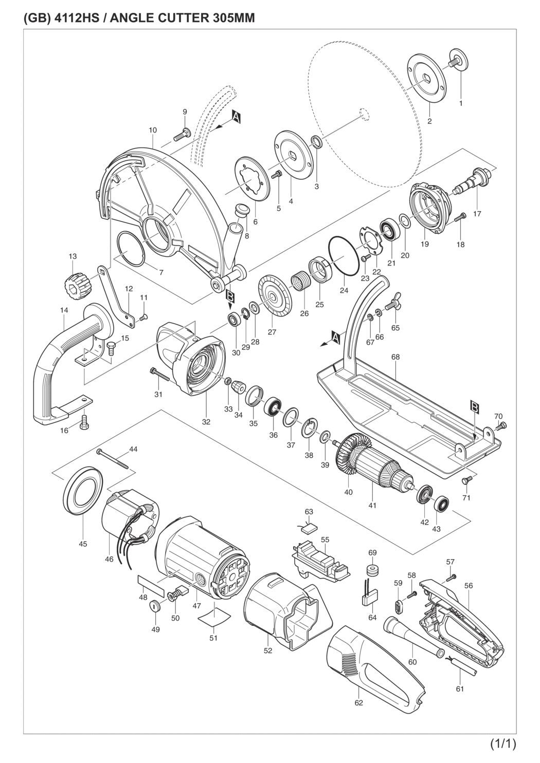 Makita 4112HS Angle Cutter Spare Parts