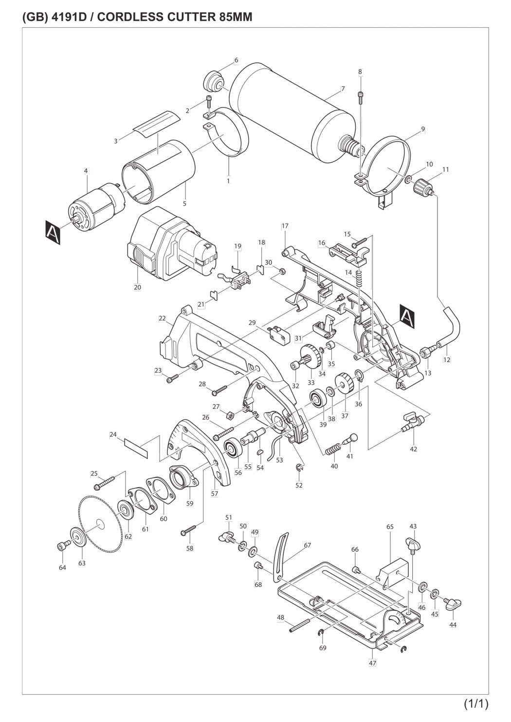 Makita 4191DWB Cordless Cutter Spare Parts