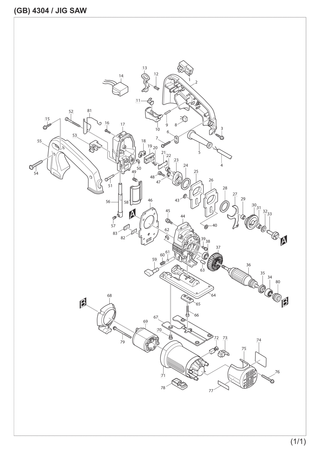 Makita 4304 Jig Saw Spare Parts