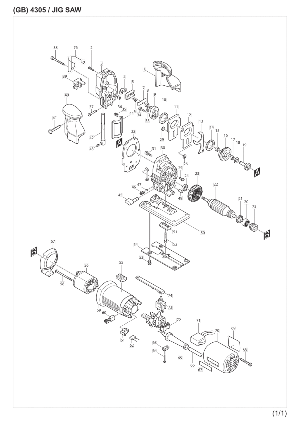 Makita 4305 Jig Saw Spare Parts