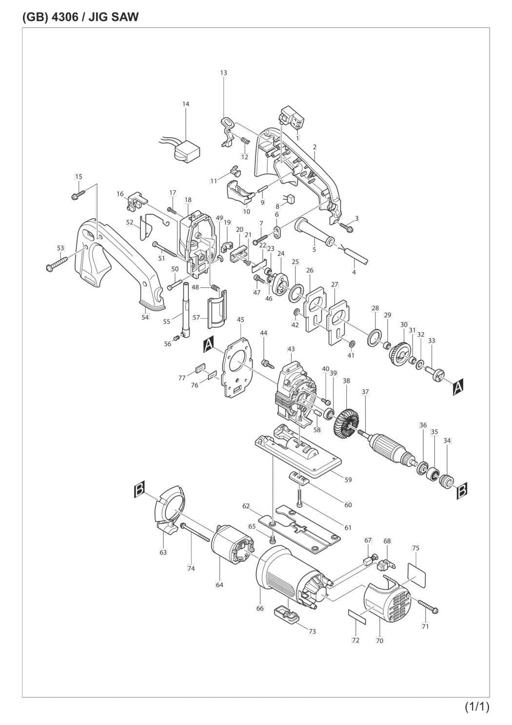 Makita 4306 Jig Saw Spare Parts