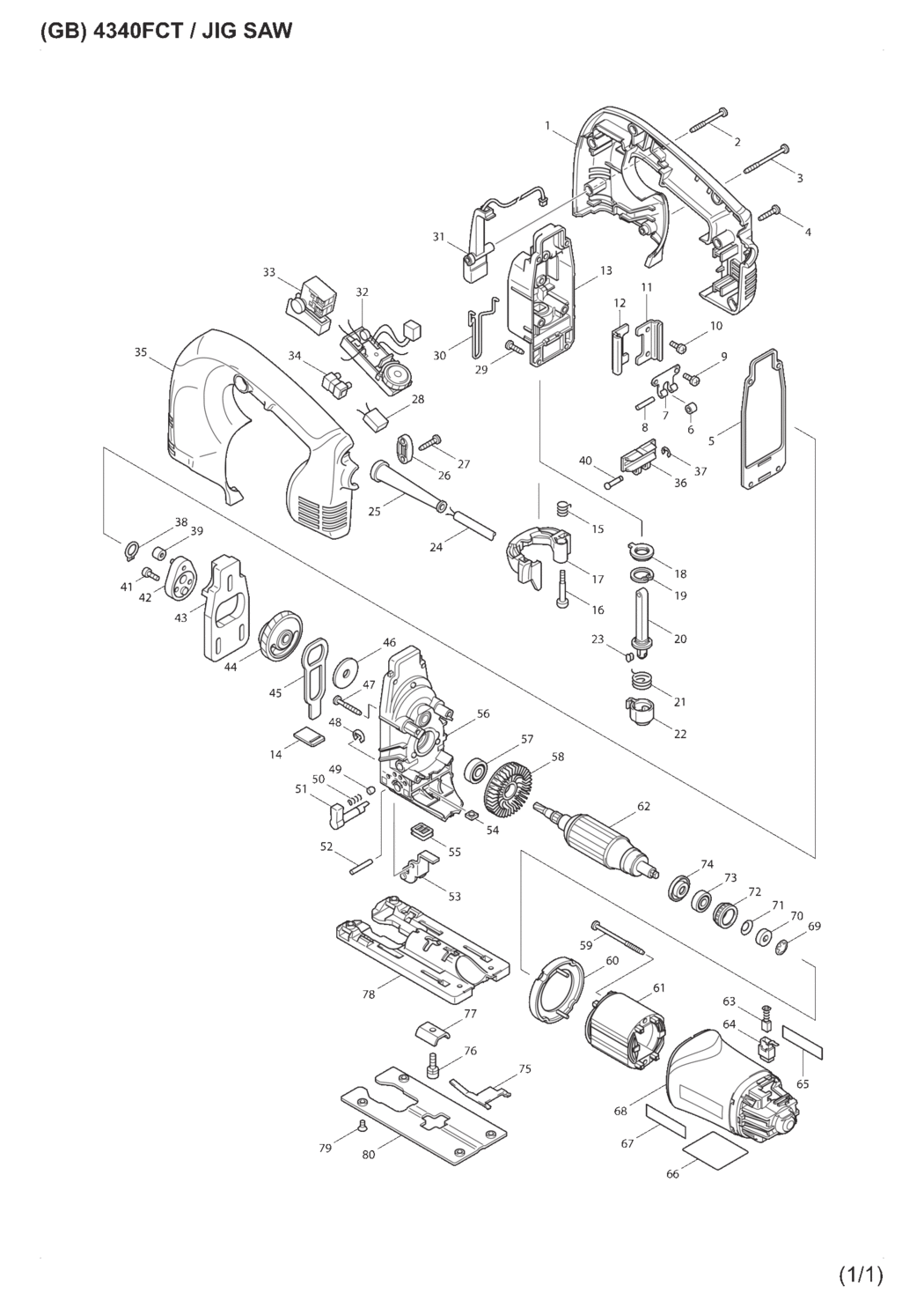 Makita 4340FCT Jig Saw Spare Parts