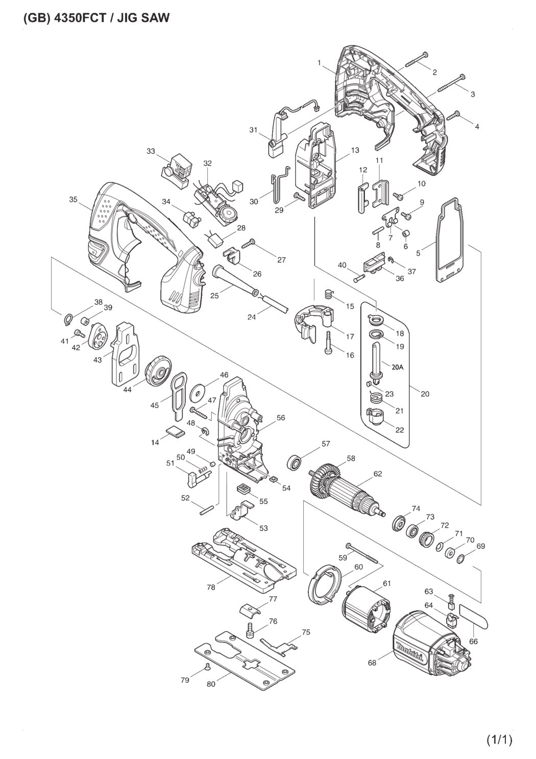 Makita 4350FCT Jig Saw Spare Parts