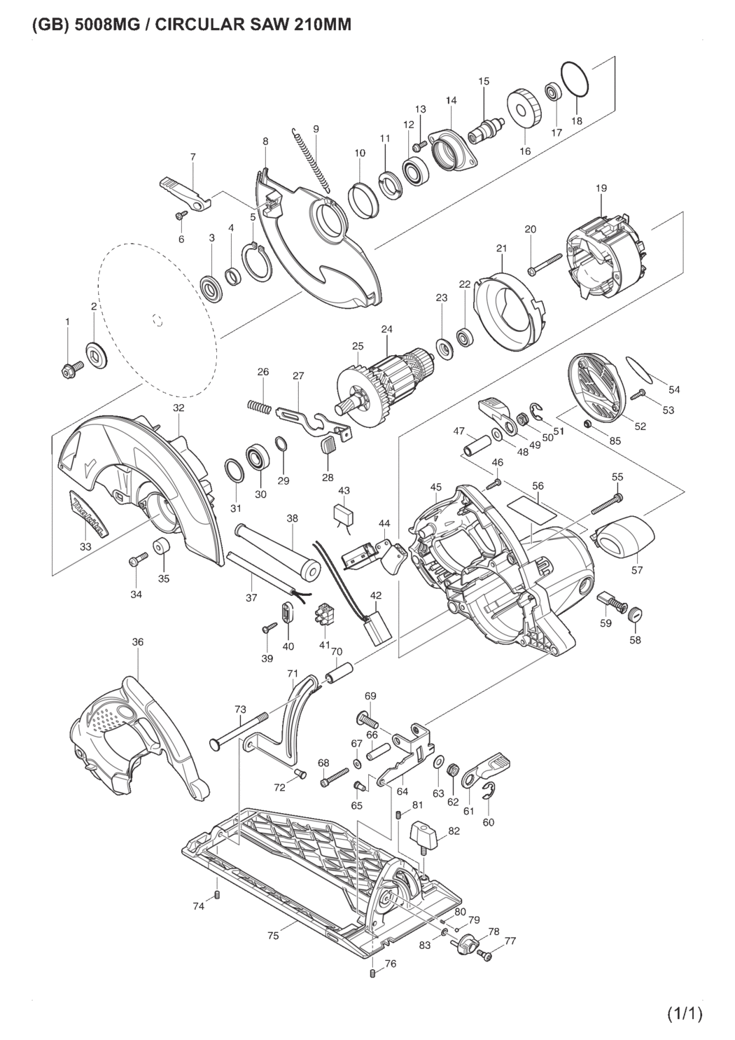 Makita 5008MG Circular Saw Spare Parts