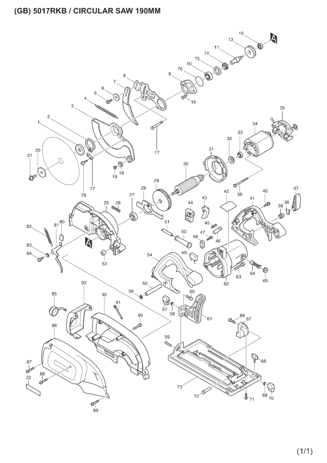 Makita 5017RKB Dustless Circular Saw Spare Parts