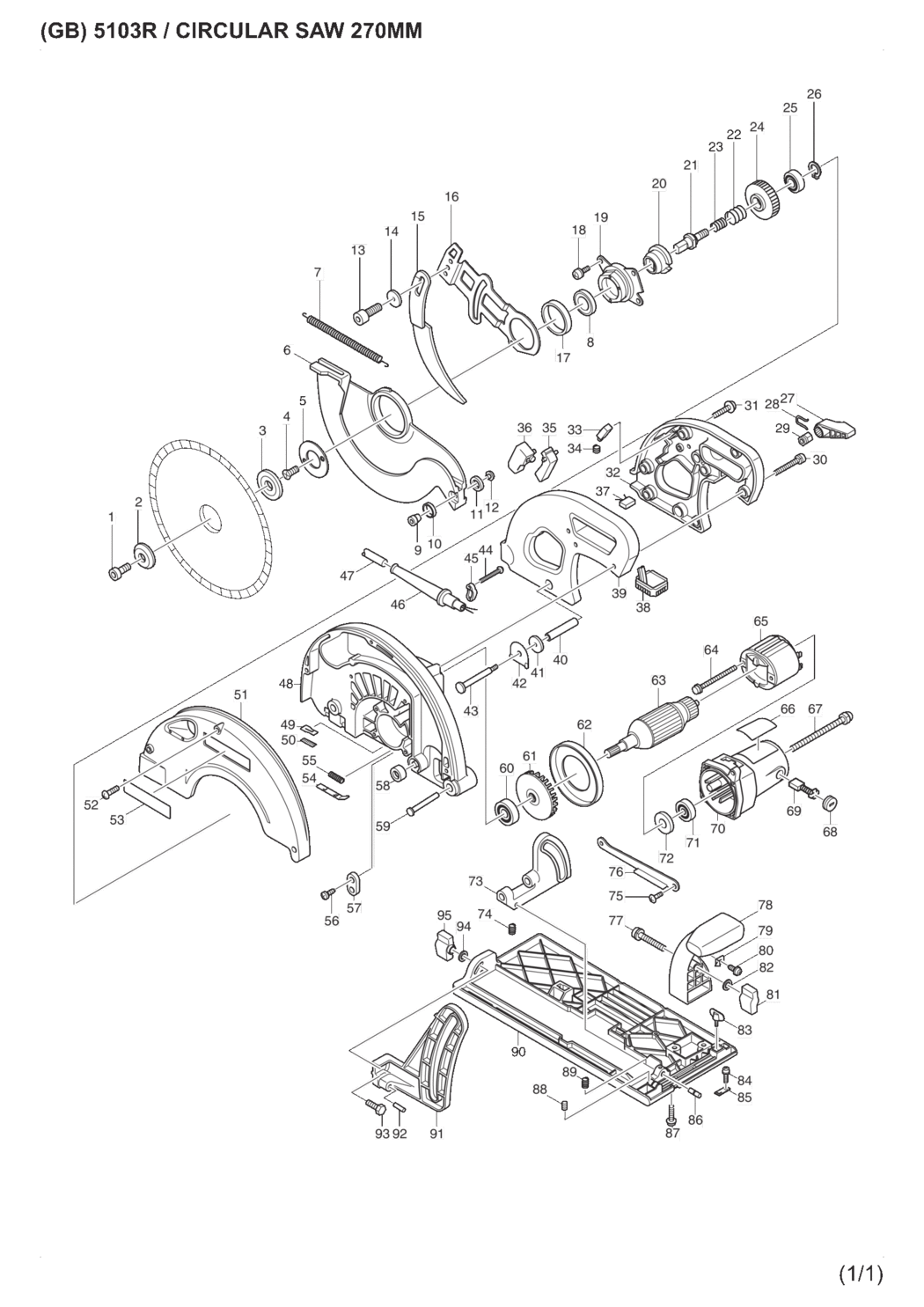 Makita 5103R Circular Saw Spare Parts