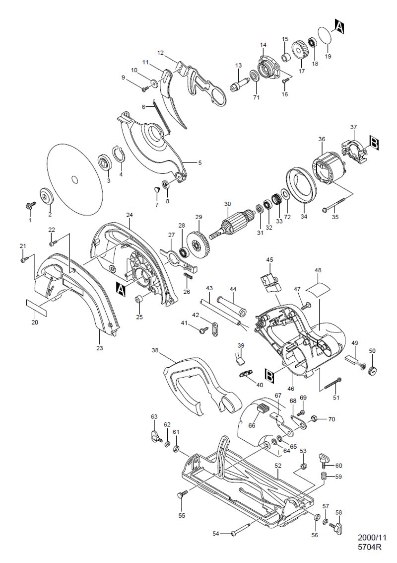 Makita 5704RK Circular Saw Spare Parts