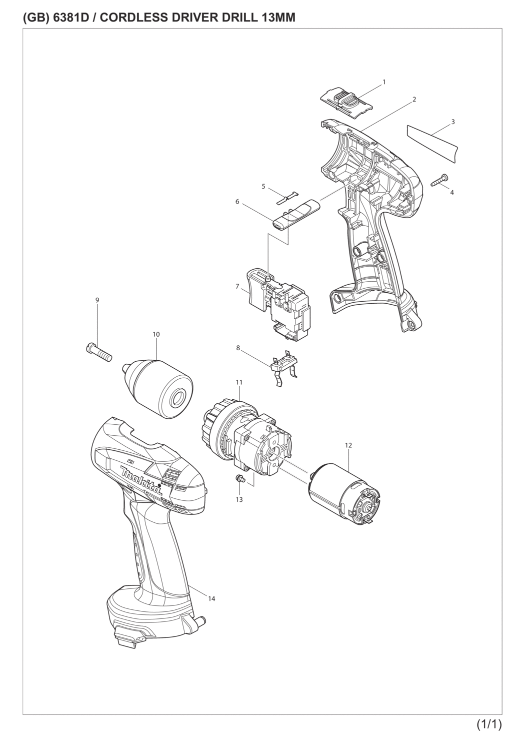 Makita 6381DZ Cordless Driver Drill Spare Parts