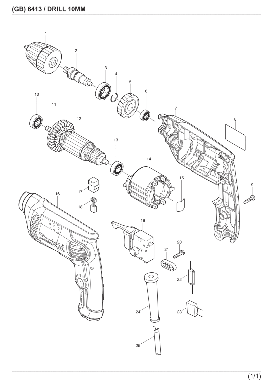 Makita 6413 Drill Spare Parts