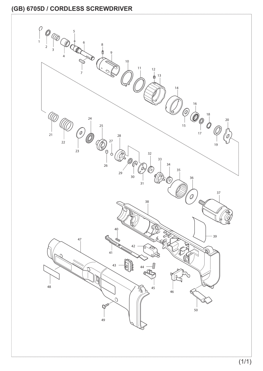 Makita 6705D Cordless Screwdriver Spare Parts