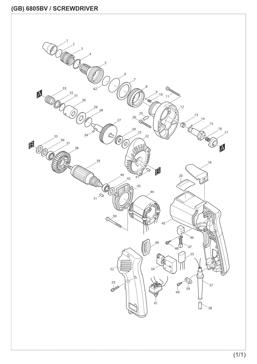 Makita 6805BV Screwdriver Spare Parts