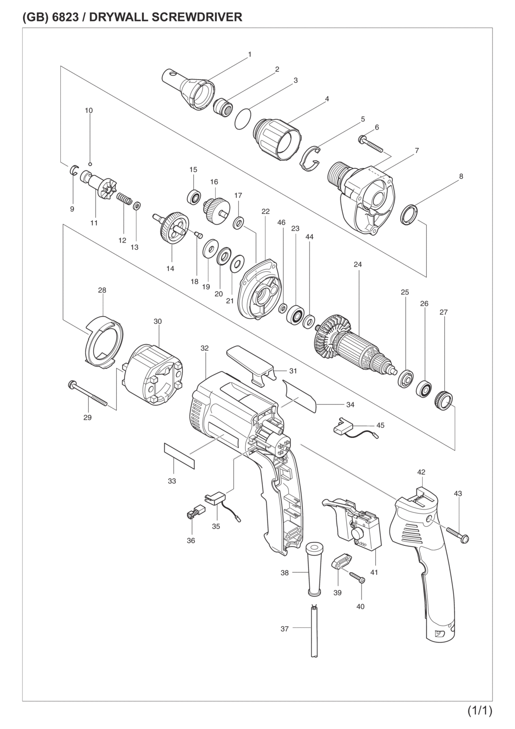 Makita 6823 Drywall Screwdriver Spare Parts