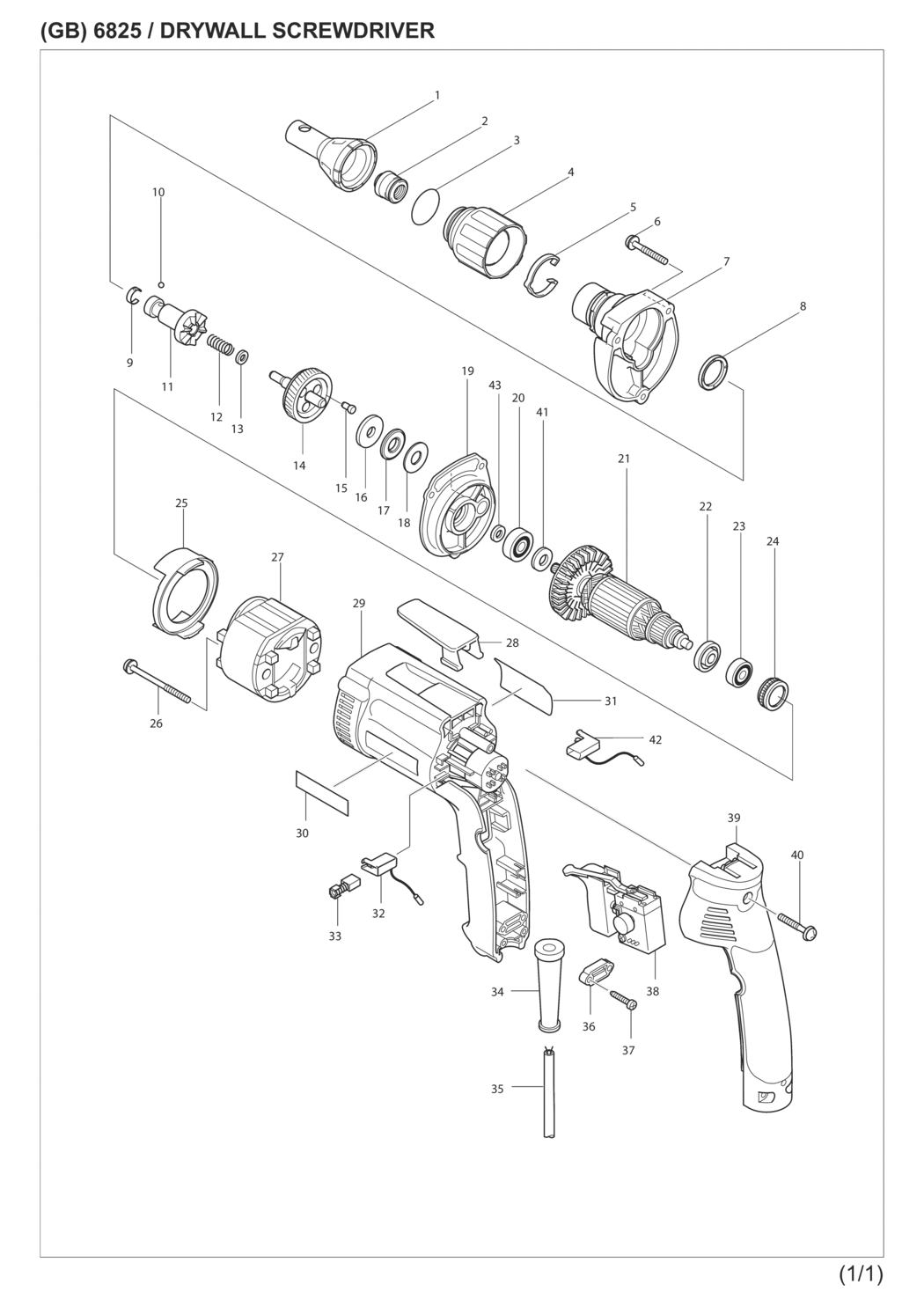 Makita 6825 Drywall Screwdriver Spare Parts