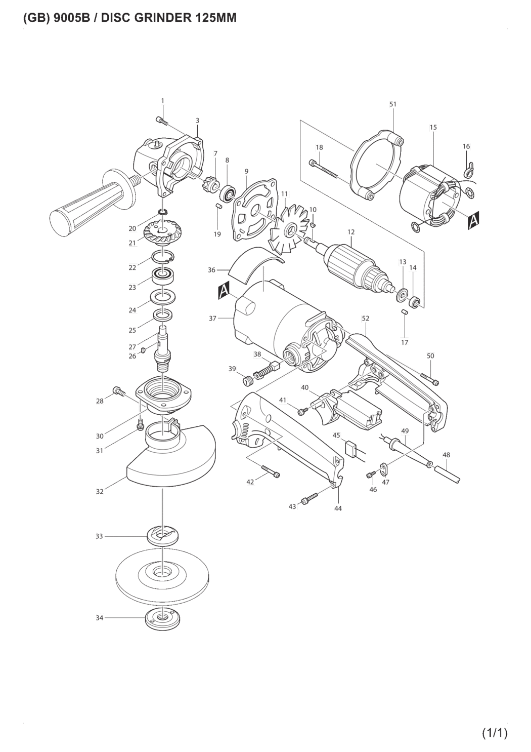 Makita 9005B Disc Grinder Spare Parts