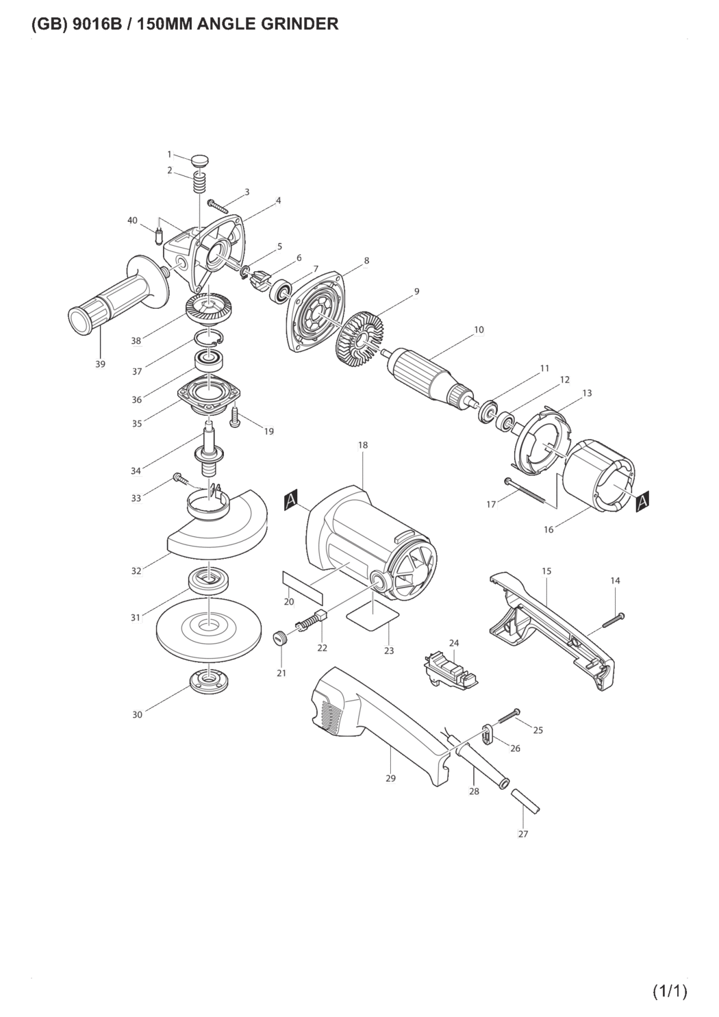 Makita 9016B Angle Grinder Spare Parts