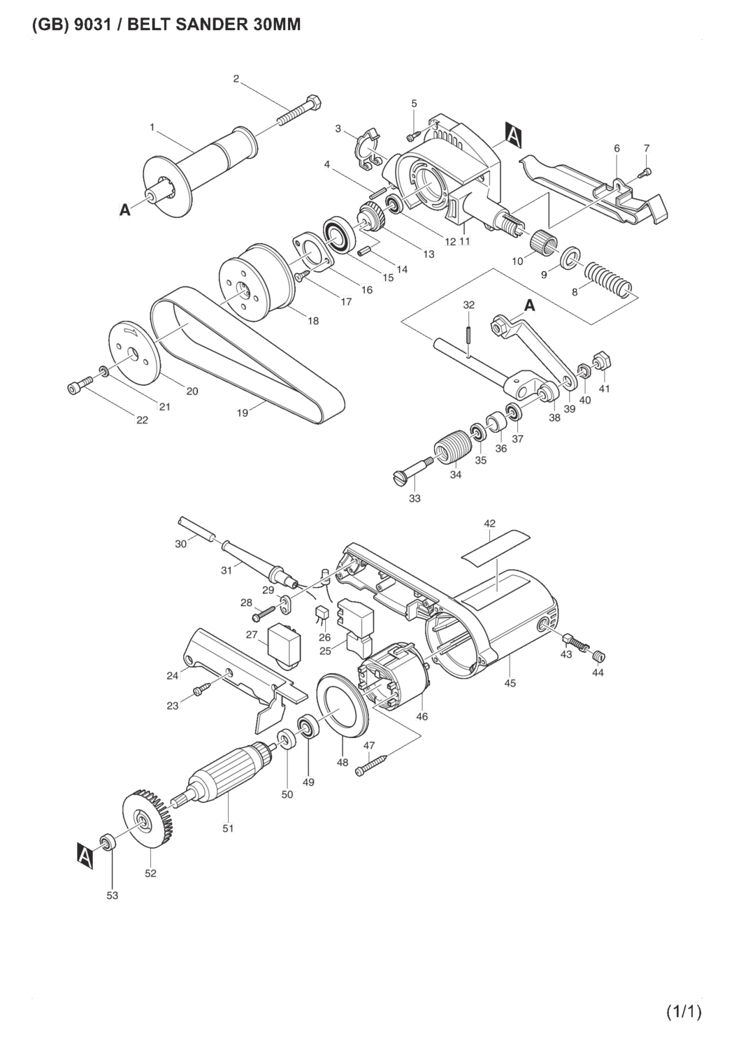 Makita 9031 Belt Sander Spare Parts