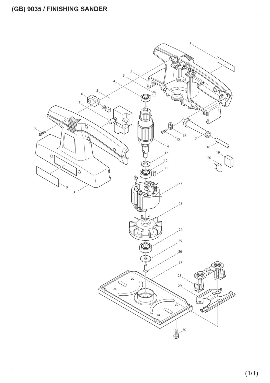 Makita 9035 Finishing Sander Spare Parts