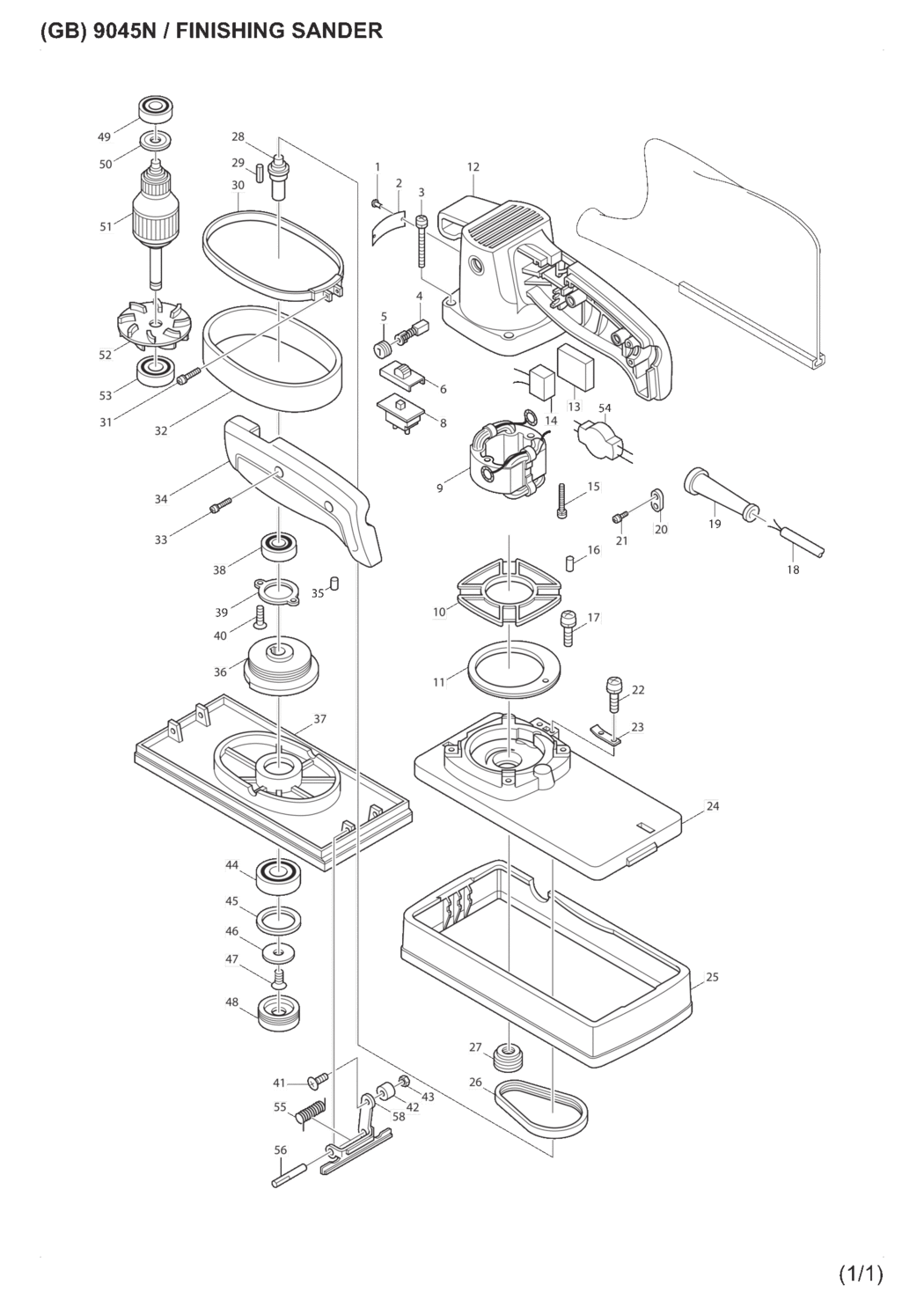 Makita 9045N Finishing Sander Spare Parts