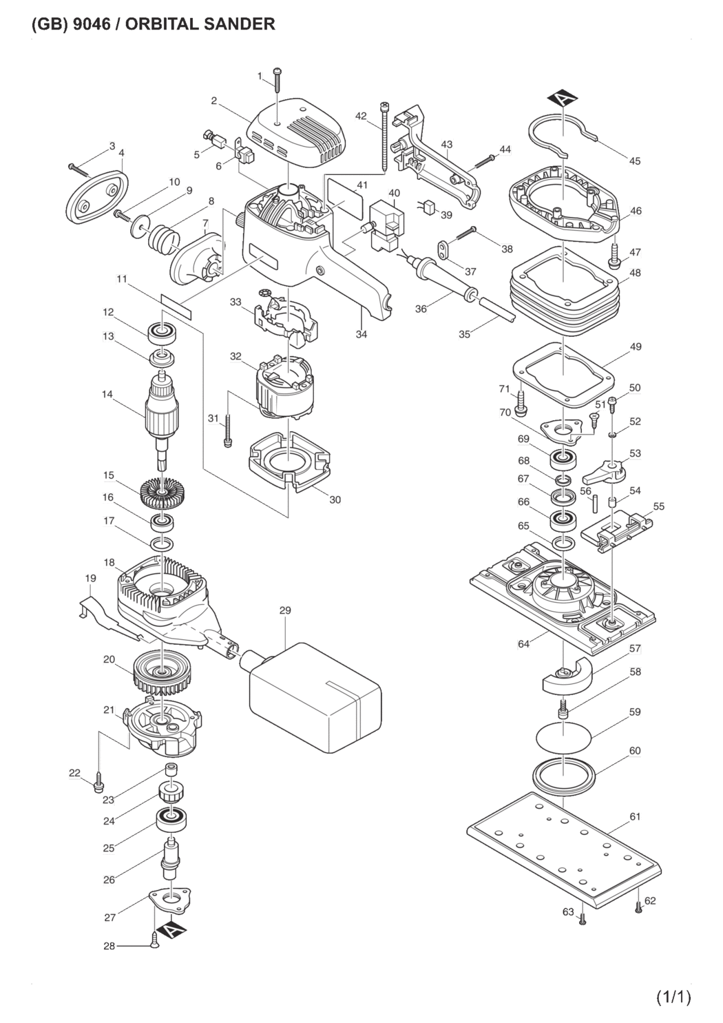 Makita 9046 Orbital Sander Spare Parts