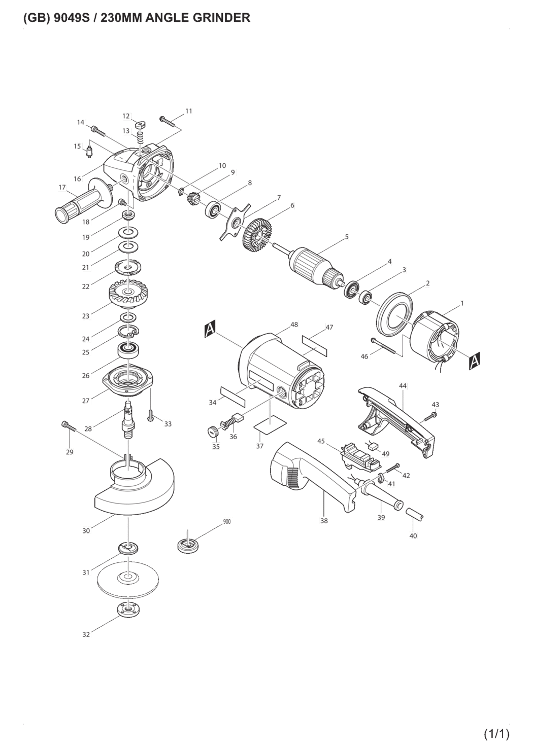 Makita 9049S Angle Grinder Spare Parts