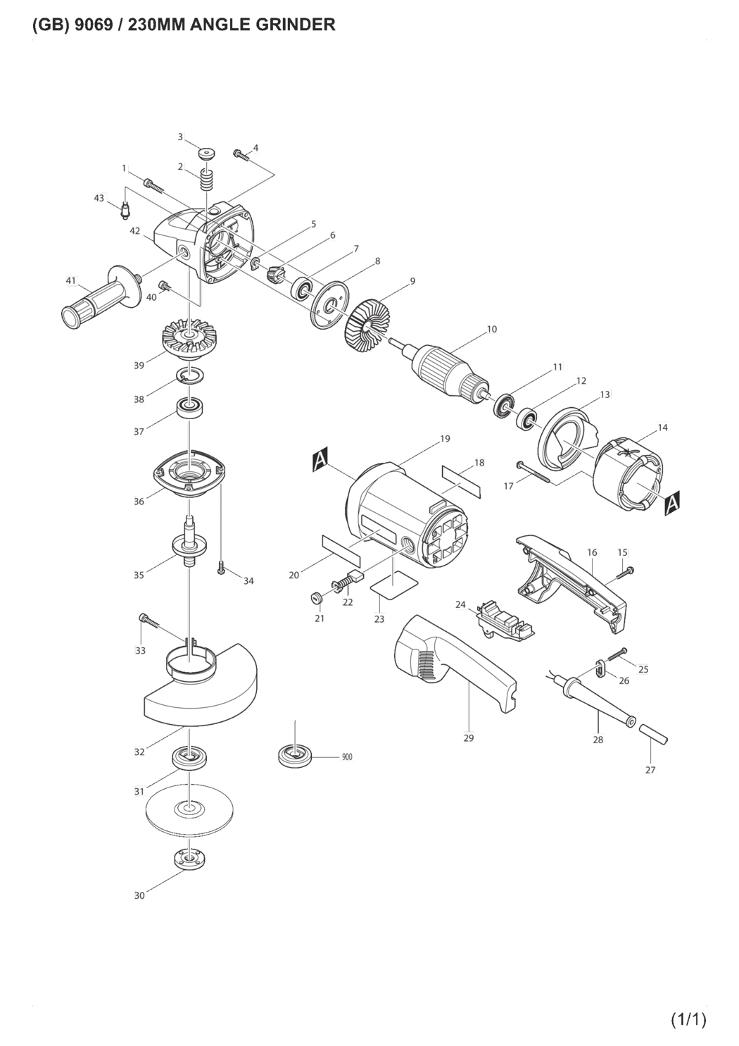 Makita 9069 Angle Grinder Spare Parts