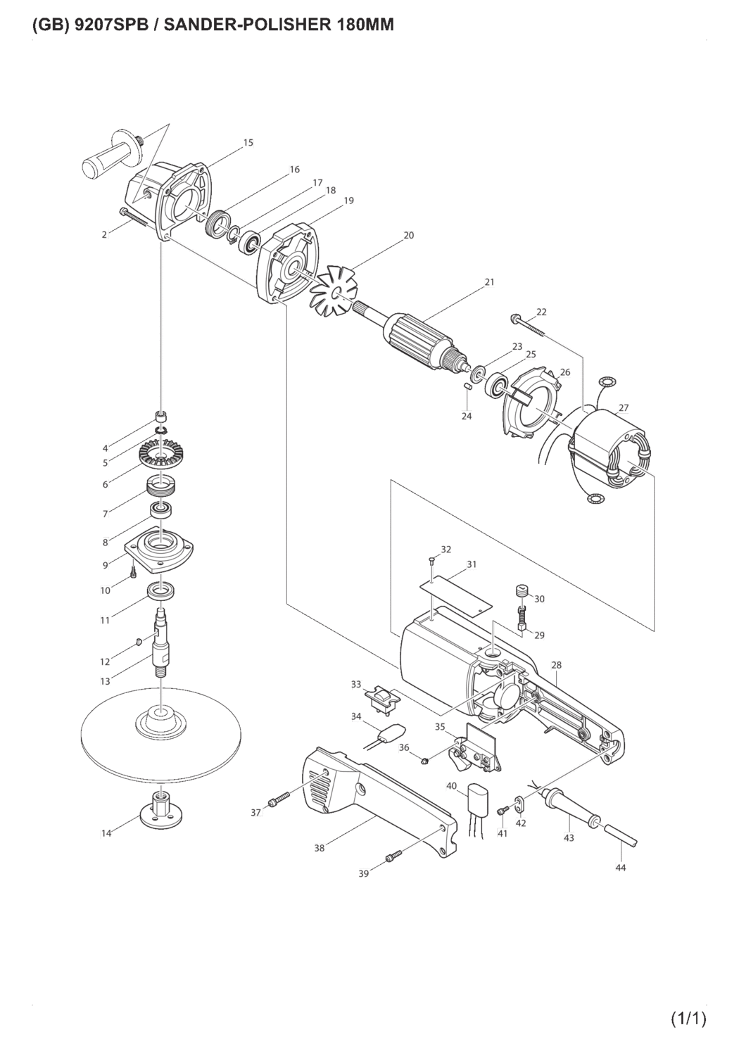 Makita 9207SPB Sander-Polisher Spare Parts