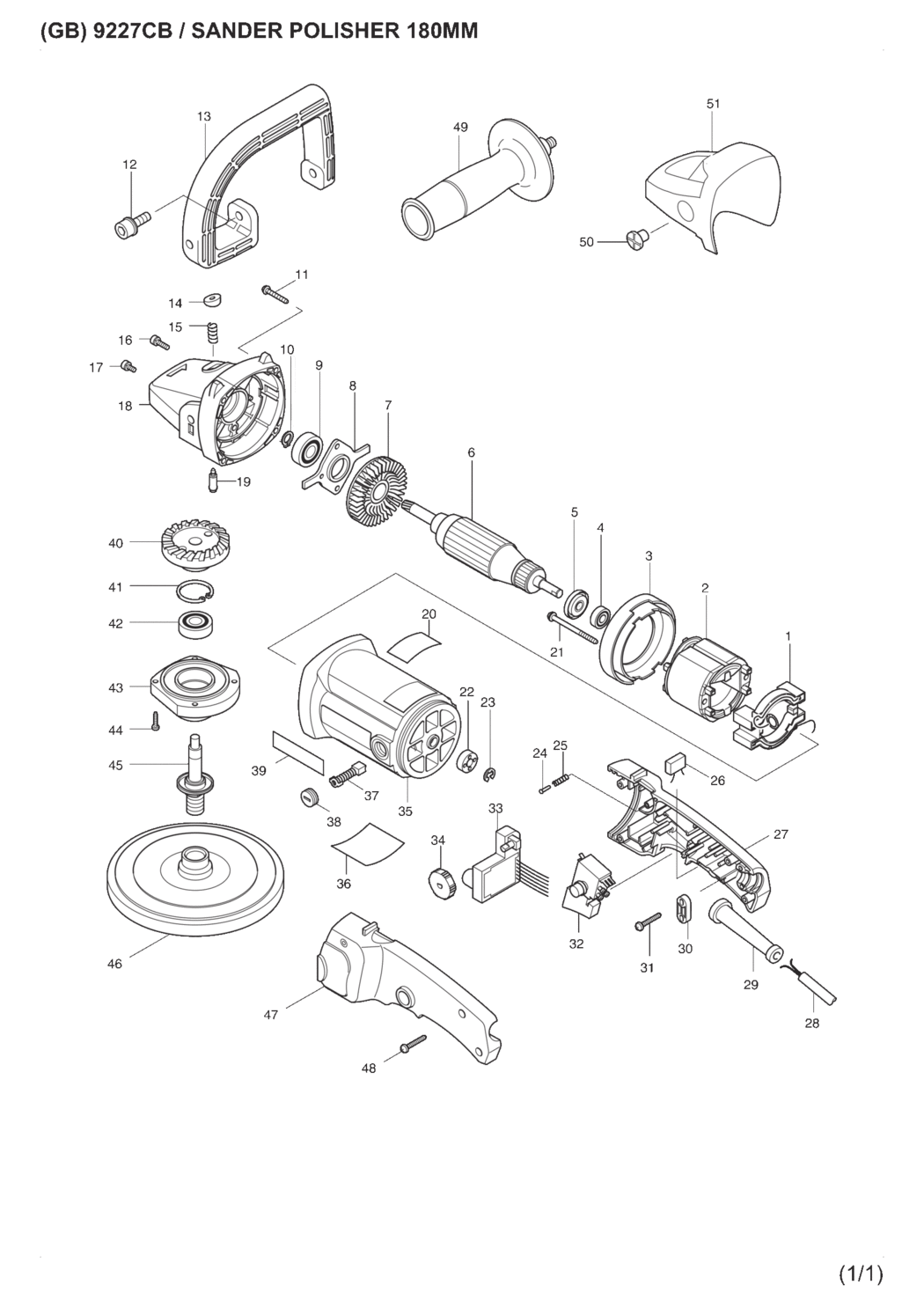 Makita 9227CB Sander-Polisher Spare Parts