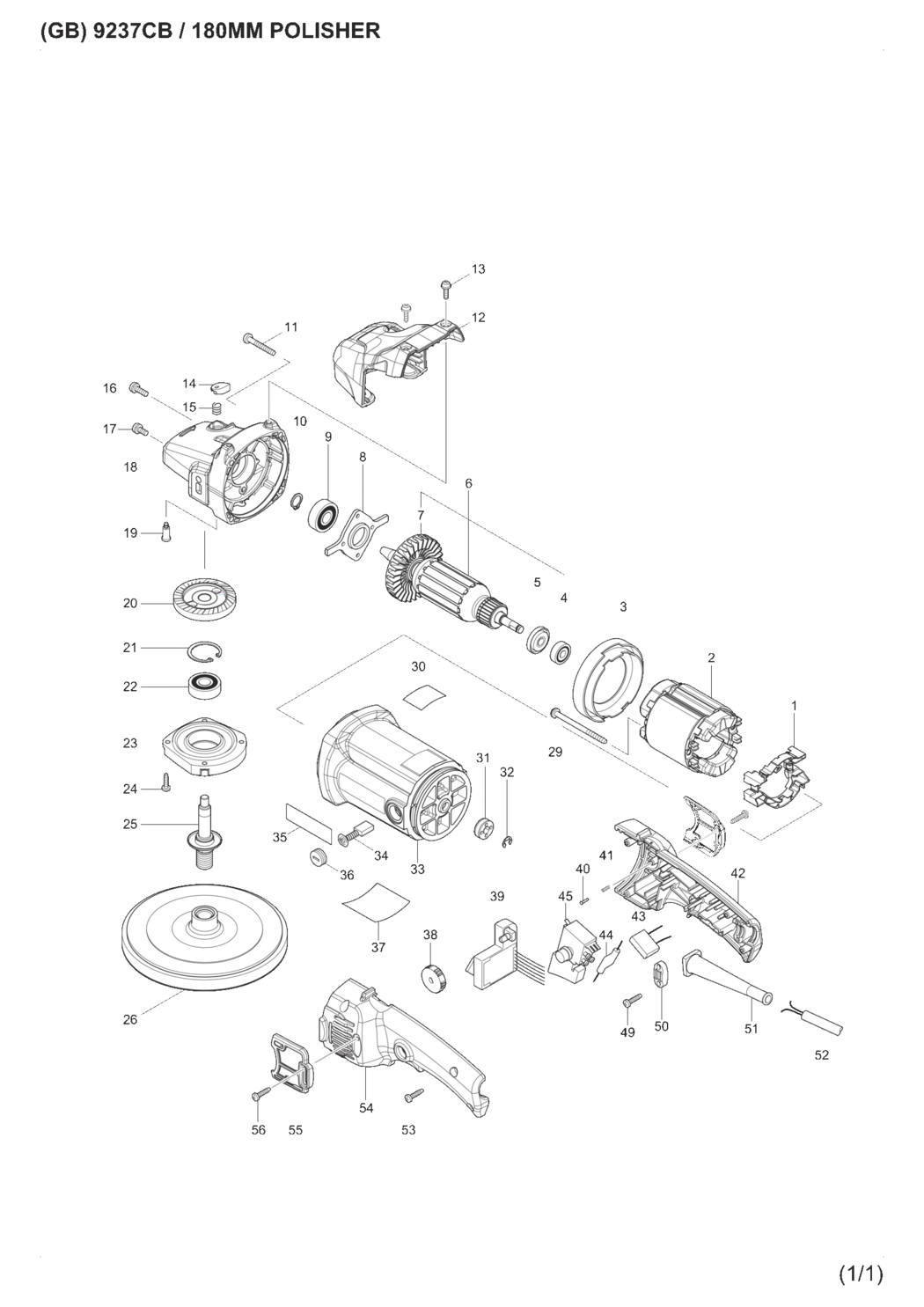 Makita 9237CB Polisher Spare Parts
