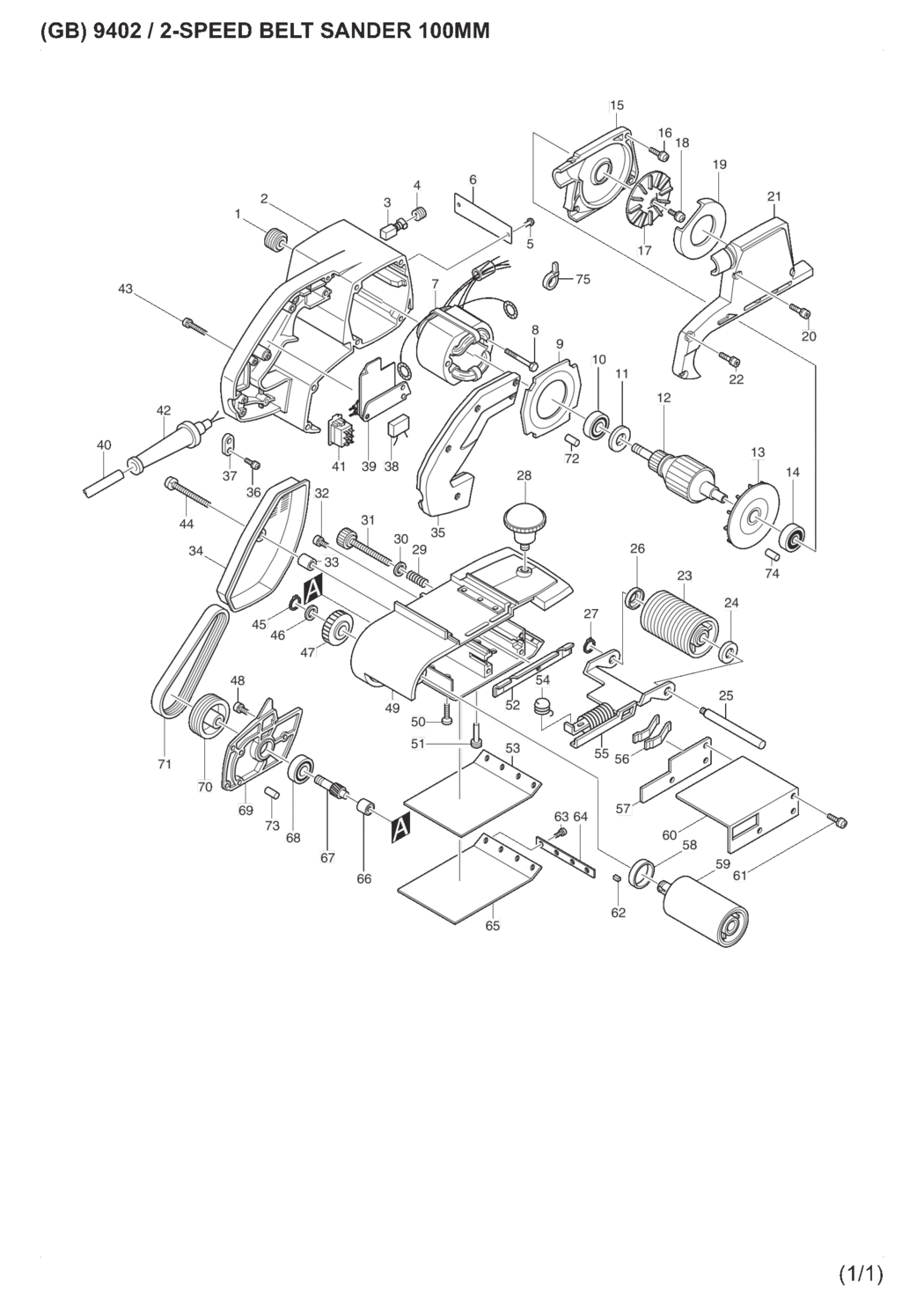 Makita 9402 Belt Sander Spare Parts