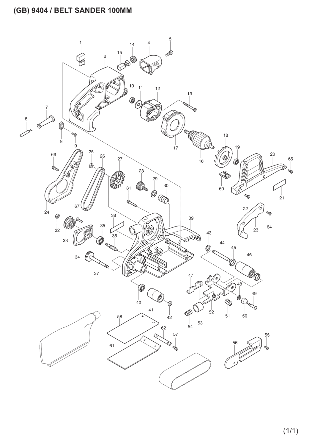 Makita 9404 Belt Sander Spare Parts