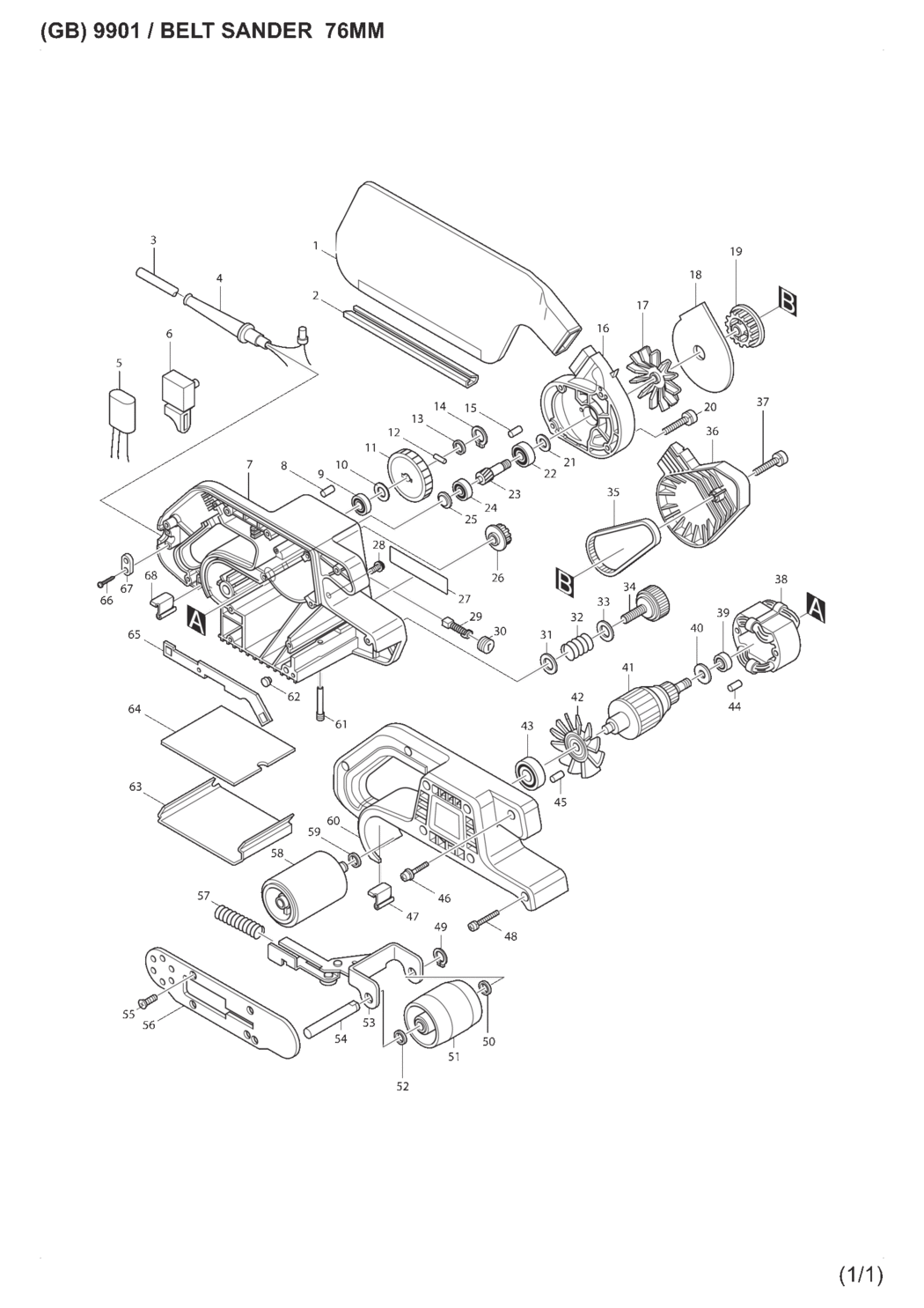 Makita 9901 Belt Sander Spare Parts