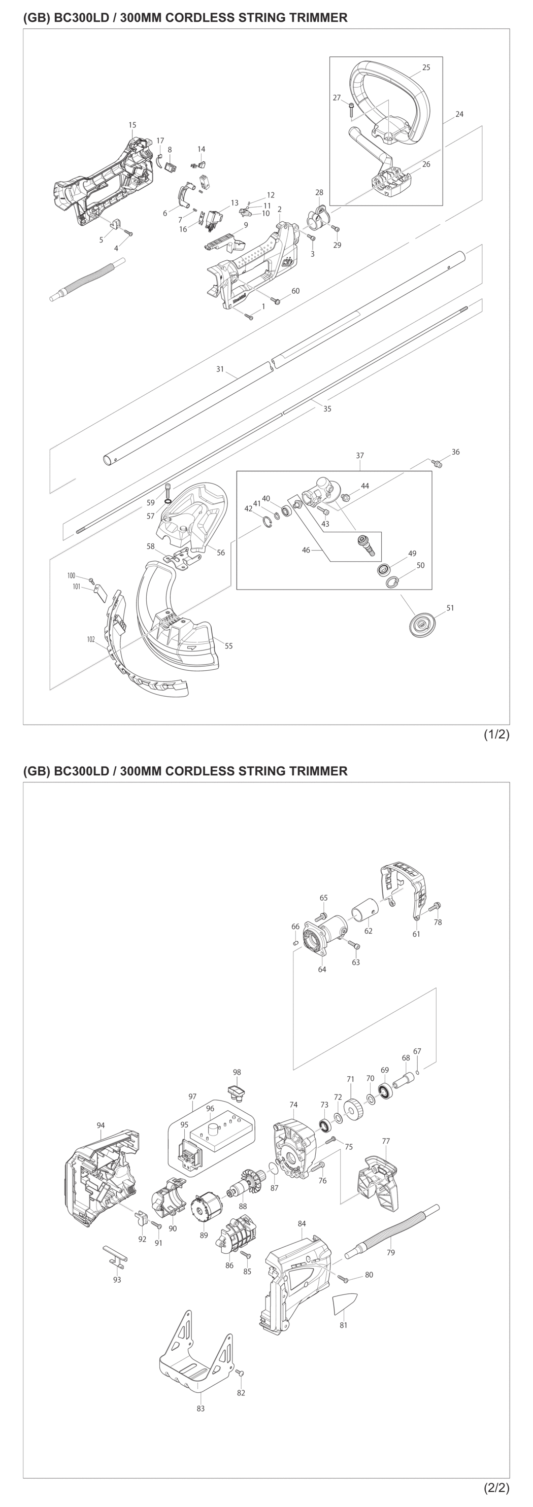Makita BC300LDZ Cordless String Trimmer Spare Parts