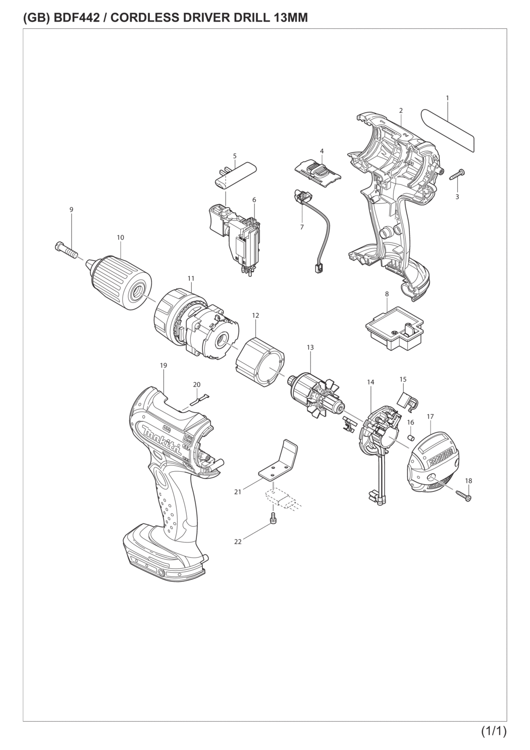Makita BDF442RFE Cordless Driver Drill Spare Parts