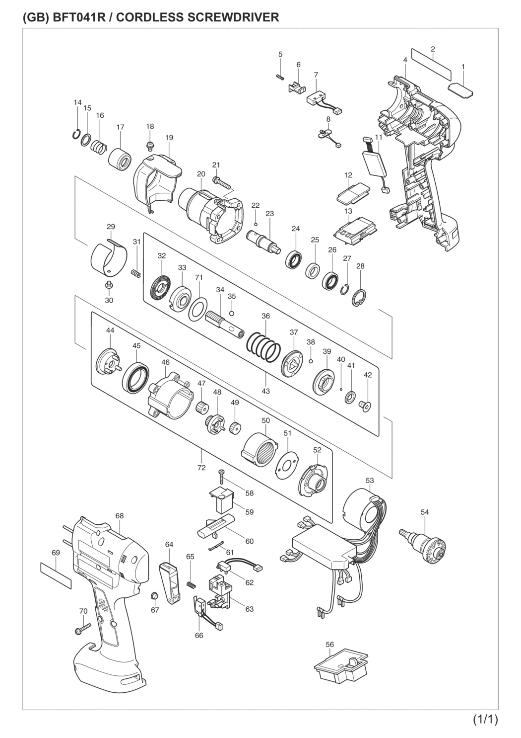 Makita BFT041RZ Cordless Screwdriver Spare Parts