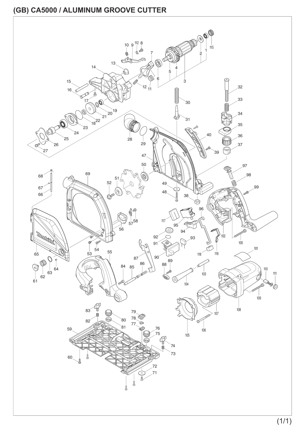 Makita CA5000XJ Aluminum Groove Cutter Spare Parts