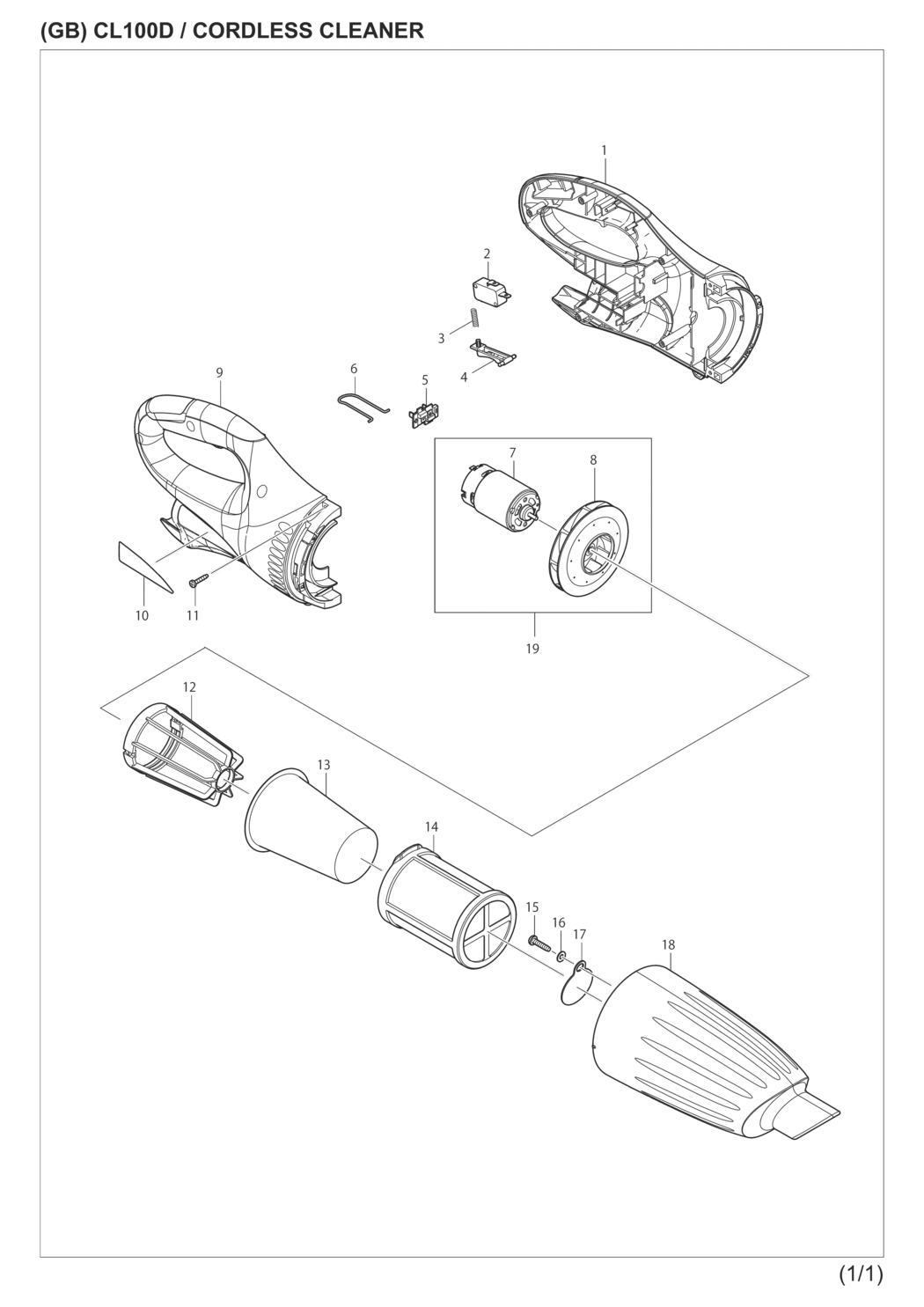 Makita CL100DZ Cordless Cleaner Spare Parts