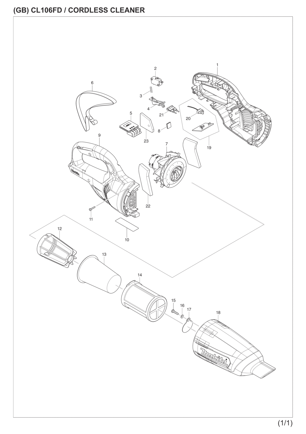 Makita CL106FDZ Cordless Cleaner Spare Parts