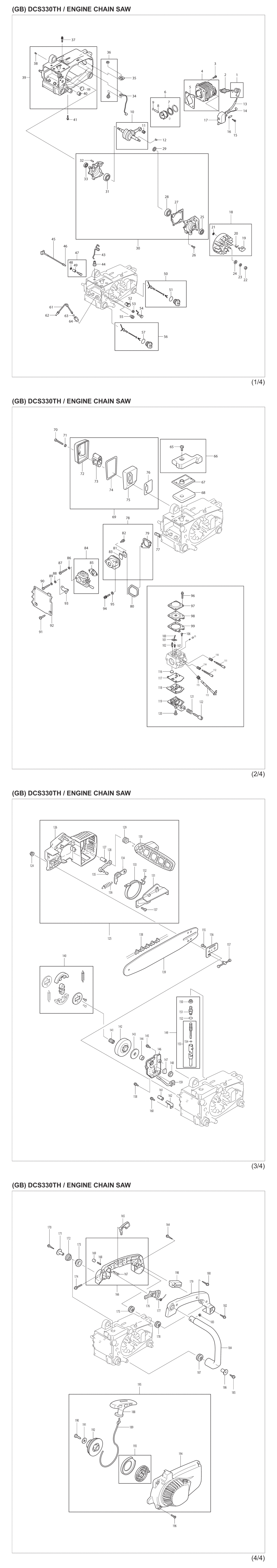 Makita DCS330TH Petrol Chain Saw Spare Parts