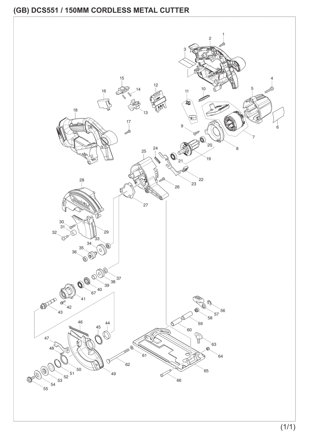 Makita DCS551ZJ Cordless Metal Cutter Spare Parts