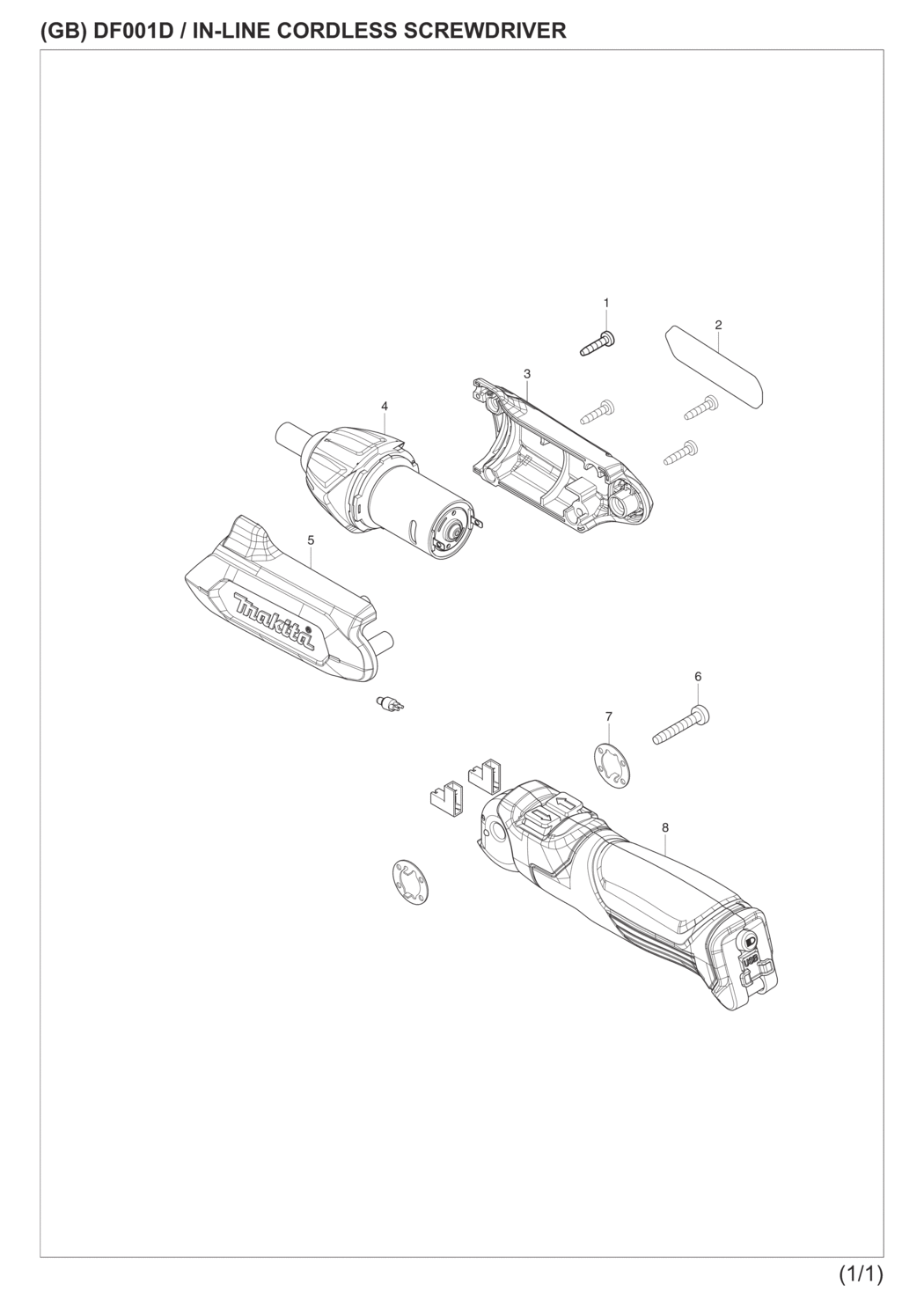 Makita DF001DW In-Line Cordless Screwdriver Spare Parts