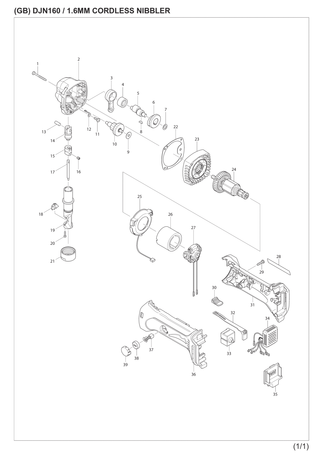 Makita DJN160RFE Cordless Nibbler Spare Parts