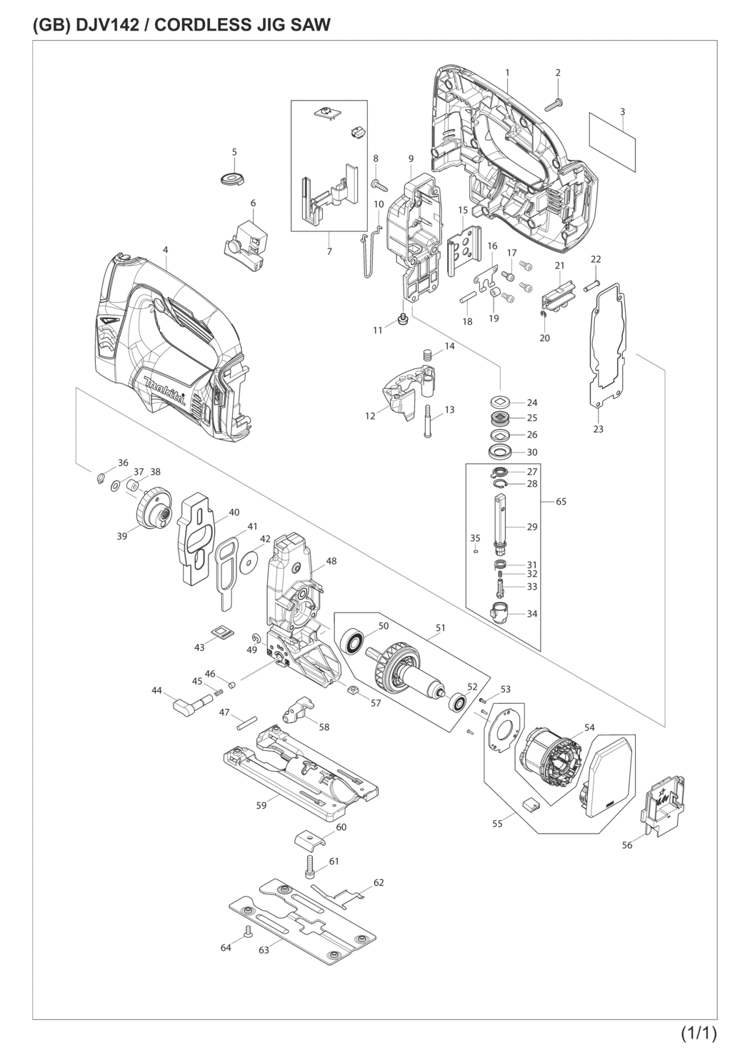 Makita DJV142Z Cordless Jig Saw Spare Parts