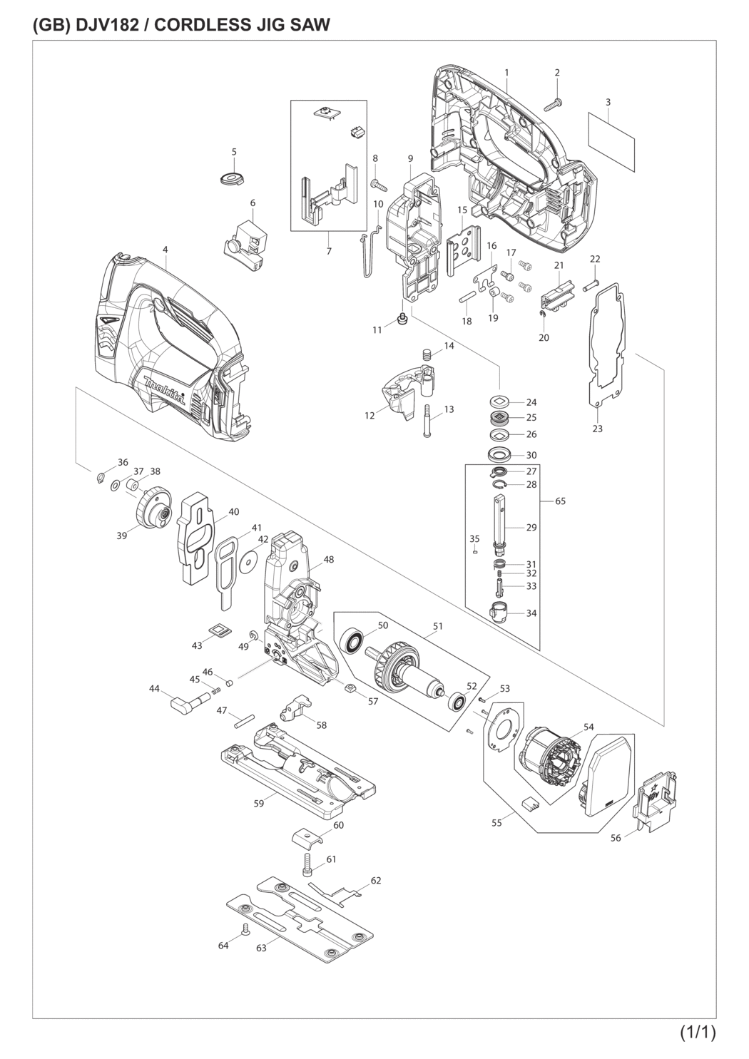 Makita DJV182RMJ Cordless Jig Saw Spare Parts