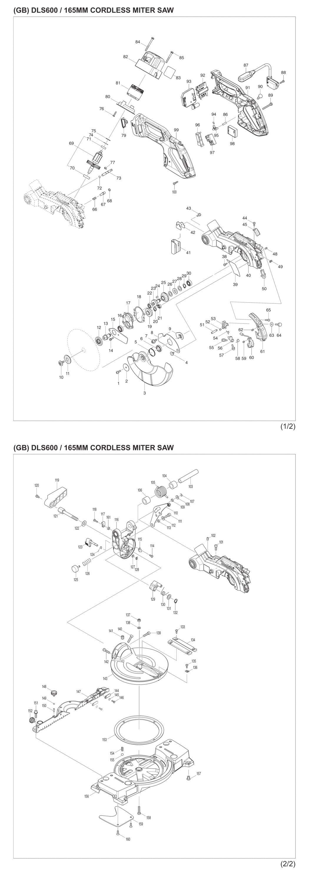 Makita DLS600Z Cordless Compound Miter Saw Spare Parts